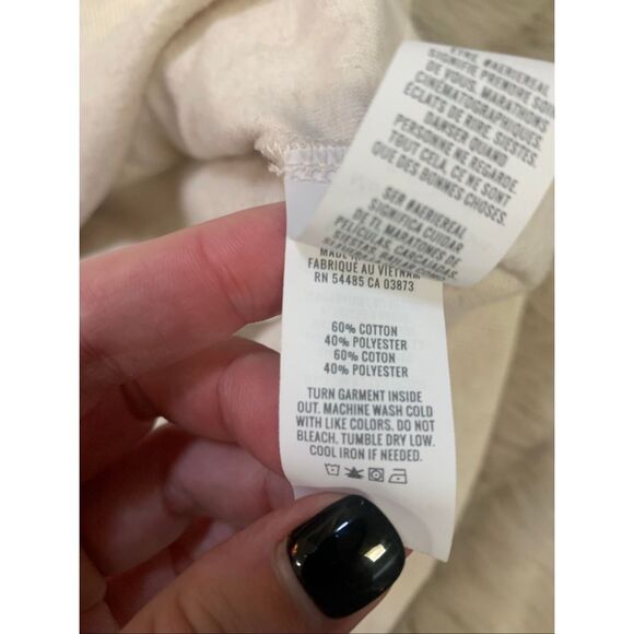 Aerie Endless Summer Polo Cream V-Neck Cropped Sweatshirt Size Small - Picture 5 of 7